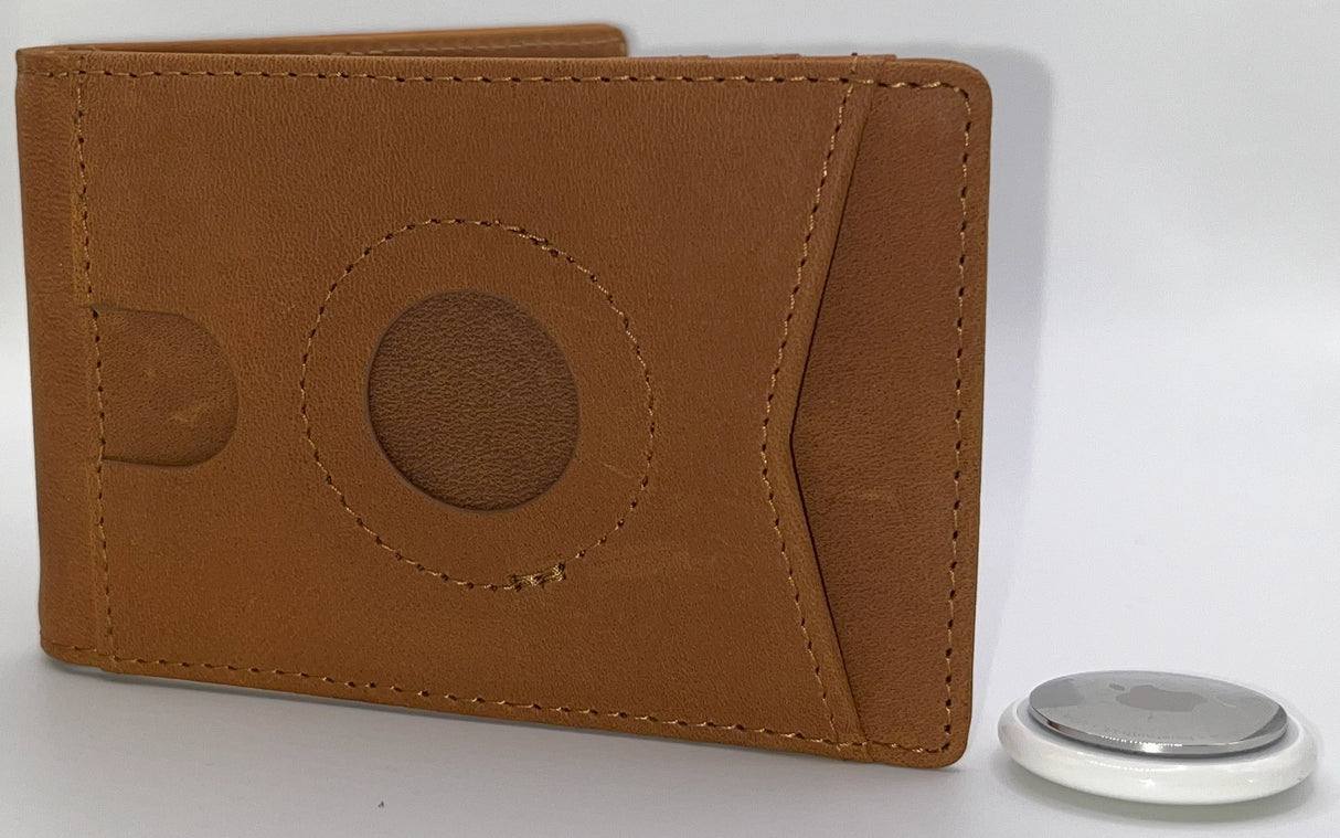 Bifold AirTag Wallet - RFID Blocking & Protection - Trackable Wallet | Real Leather | Minimalist | Money Clip